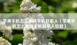 苹果手机怎么删除手机联系人（苹果手机怎么删除手机联系人信息）