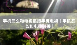 手机怎么和电视链接手机电视「手机怎么和电视链接」