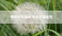 增进民生福祉 绘就幸福底色