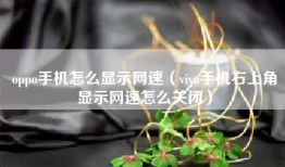 oppo手机怎么显示网速（vivo手机右上角显示网速怎么关闭）