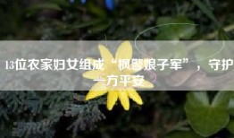 13位农家妇女组成“枫警娘子军”，守护一方平安