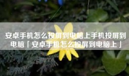 安卓手机怎么投屏到电脑上手机投屏到电脑「安卓手机怎么投屏到电脑上」