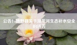 公告！博野县关于潴龙河生态补水安全的通告