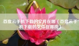 百度云手机下载的文件在哪（百度云手机下载的文件在哪找）