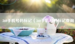 360手机号码标记（360手机号码标记查询）