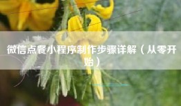 微信点餐小程序制作步骤详解（从零开始）