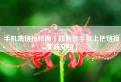 手机端链接转换（如何在手机上把链接变成文档）