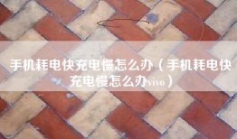 手机耗电快充电慢怎么办（手机耗电快充电慢怎么办vivo）