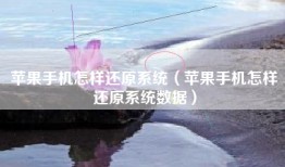 苹果手机怎样还原系统（苹果手机怎样还原系统数据）