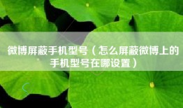 微博屏蔽手机型号（怎么屏蔽微博上的手机型号在哪设置）