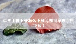 苹果手机下载怎么下载（如何苹果手机下载）