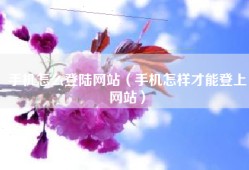 手机怎么登陆网站（手机怎样才能登上网站）