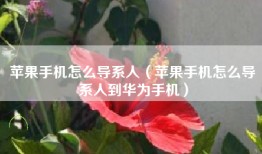 苹果手机怎么导系人（苹果手机怎么导系人到华为手机）