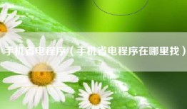 手机省电程序（手机省电程序在哪里找）