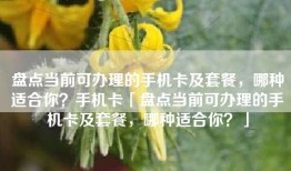 盘点当前可办理的手机卡及套餐，哪种适合你？手机卡「盘点当前可办理的手机卡及套餐，哪种适合你？」