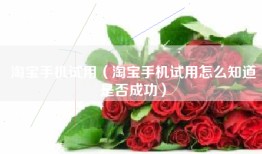 淘宝手机试用（淘宝手机试用怎么知道是否成功）