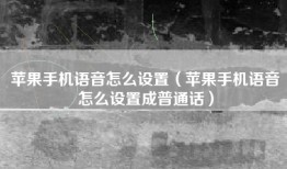 苹果手机语音怎么设置（苹果手机语音怎么设置成普通话）