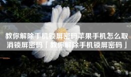 教你解除手机锁屏密码苹果手机怎么取消锁屏密码「教你解除手机锁屏密码」
