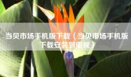 当贝市场手机版下载（当贝市场手机版下载安装到电视）