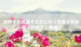 苹果手机屏幕不灵怎么办（苹果手机屏幕不好使怎么解决）
