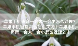 苹果手机声音一会大一会小怎么处理？苹果手机键盘声音怎么关闭「苹果手机声音一会大一会小怎么处理？」