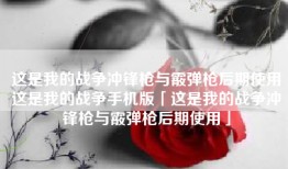 这是我的战争冲锋枪与霰弹枪后期使用这是我的战争手机版「这是我的战争冲锋枪与霰弹枪后期使用」