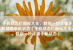 手机状态栏图标大全，教你一秒读懂手机状态手机状态「手机状态栏图标大全，教你一秒读懂手机状态」