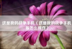 这是我的战争手机（这是我的战争手机版怎么操作）
