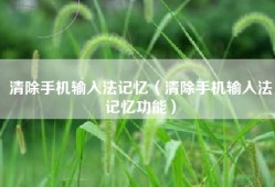 清除手机输入法记忆（清除手机输入法记忆功能）