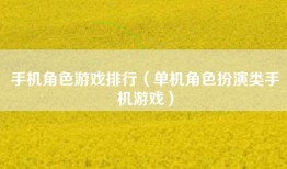 手机角色游戏排行（单机角色扮演类手机游戏）