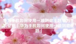 华为手机如何使用一镜到底主题华为手机壁纸「华为手机如何使用一镜到底主题」