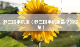 梦三国手机版（梦三国手机版最早的张角）