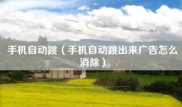 手机自动跳（手机自动跳出来广告怎么消除）