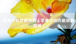 苹果手机咋截屏啊（苹果手机咋截屏啊视频）