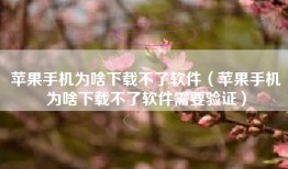 苹果手机为啥下载不了软件（苹果手机为啥下载不了软件需要验证）