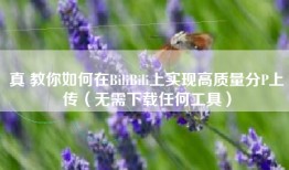 真 教你如何在BiliBili上实现高质量分P上传（无需下载任何工具）