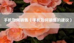 手机如何销售（手机如何销售的建议）