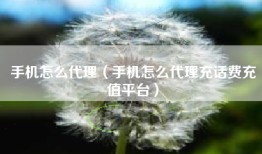 手机怎么代理（手机怎么代理充话费充值平台）