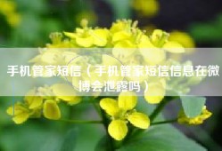 手机管家短信（手机管家短信信息在微博会泄露吗）