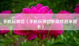 手机玩微信（手机玩微信小游戏越来越卡）