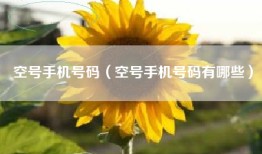 空号手机号码（空号手机号码有哪些）