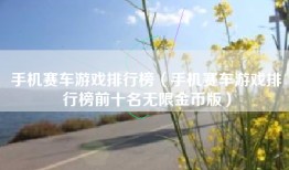手机赛车游戏排行榜（手机赛车游戏排行榜前十名无限金币版）