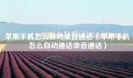 苹果手机怎么自动录音通话（苹果手机怎么自动通话录音通话）