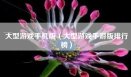 大型游戏手机版（大型游戏手游版排行榜）