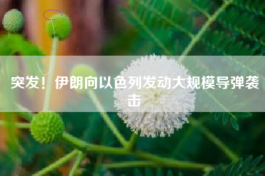 突发！伊朗向以色列发动大规模导弹袭击