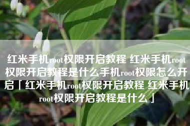 红米手机root权限开启教程 红米手机root权限开启教程是什么手机root权限怎么开启「红米手机root权限开启教程 红米手机root权限开启教程是什么」