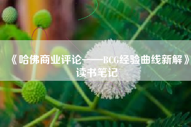 《哈佛商业评论——BCG经验曲线新解》读书笔记