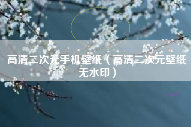 高清二次元手机壁纸（高清二次元壁纸无水印）