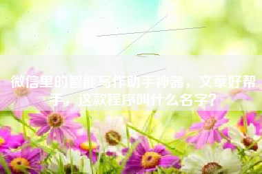 微信里的智能写作助手神器，文章好帮手，这款程序叫什么名字？