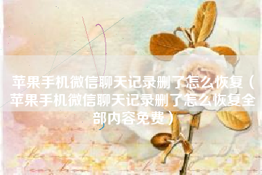 苹果手机微信聊天记录删了怎么恢复（苹果手机微信聊天记录删了怎么恢复全部内容免费）
